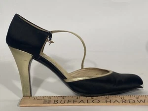 Charles Jourdan 1978 Black Gold High Ankle Strap Stiletto Shown In Book - Picture 1 of 12