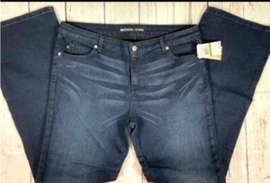 NWT Michael Kors Midnight Dark Wash Stretch Bootcut Jeans - Size 14 - Picture 1 of 5