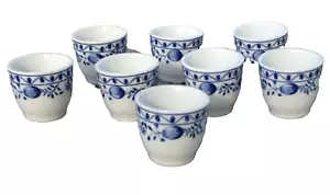 8 blaue Zwiebel Kahla Zwiebelmuster Serviertassen Deutschland DDR - Bild 1 von 15