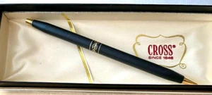 Penna a croce vintage motivo foglia oro nero e custodia nuova ricarica blu - Foto 1 di 4