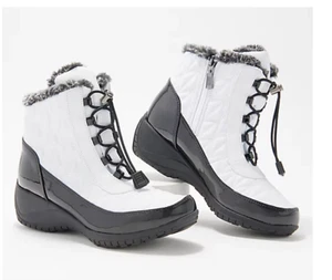 Khombu Waterproof Winter Ankle Snow Boots Molly WHITE womens size 6 M zip up - Picture 1 of 1