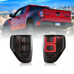 Smoked For 2009-2014 Ford F150 LED Light Tube Tail Lights Brake Lamps Left+Right - Picture 1 of 9