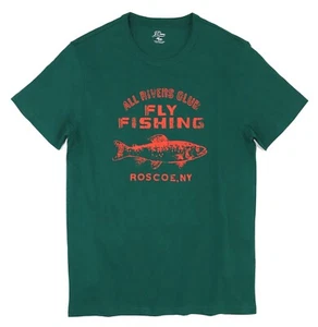 J.Crew - Herren M - Neu mit Etikett - grün Como, NY Fliegenfischen Reiseziel Slub-Baumwolle T-Shirt - Bild 1 von 3