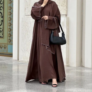 Abaya Vestido Abierto Cárdigan Kimono Dubai Mujeres Musulmanas Vestido Largo Ramadán Fiesta Vestido - Imagen 1 de 28