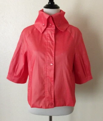 D & Y SHORT BLAZER JACKET CORAL LINED ZIP/BUTTON POCKETS HALF SLEEVE WOMEN SMALL - Image 1 of 4