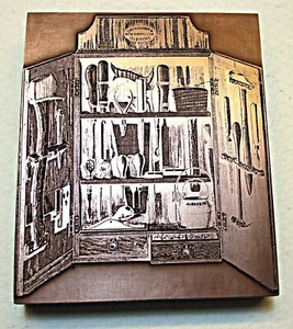 OLD "MARPLES" CARPENTRY TOOL CABINET" (ADVERT) PRINT BLOCK. - Picture 1 of 2