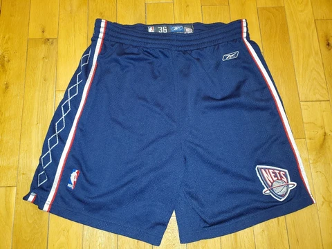 Vintage 2000s Reebok NEW JERSEY NETS Mens NBA Authentic Team SHORTS 36 Cover