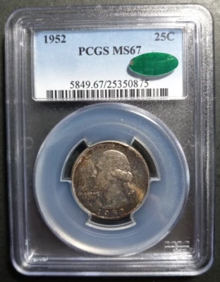 1952 Washington Quarter - PCGS MS67 & CAC - Beautiful Toning!!              (S1) - Image 1 of 4