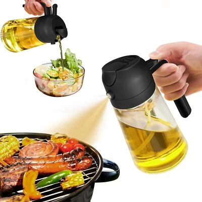 2 in 1 16oz Olive Oil Dispenser Bottle Sprayer Pourer Glass for Kitchen Cooking - Image 1 of 4