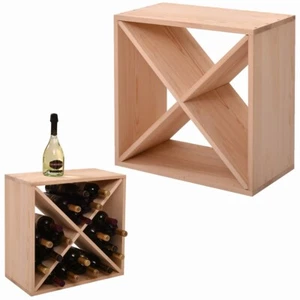 JAXSUNNY Portabottiglie Vino 24 Bottiglie Legno Massello Impilabile, Design Vintage con Pannelli a Croce - Foto 1 di 12