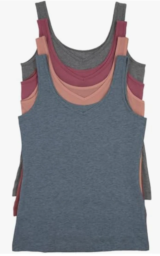 Felina Women's 4 Pack Reversible Seamless Cotton Tank Tops Size Large