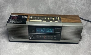 Vintage GE 7-4945A AM/FM Dual Alarm Clock Radio Woodgrain OEM - Picture 1 of 6
