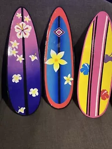 Surfboard Prop Hawaiian Beach Floral/Flower Wall Decor 18" Set Of 3 - Picture 1 of 10