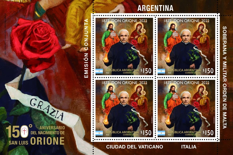 2022 150° anniversario nascita Don Orione - Argentina - minifoglio