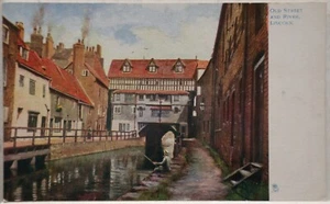 OLD POSTCARD LINCOLN OLD STREET AND RIVER - Picture 1 of 2