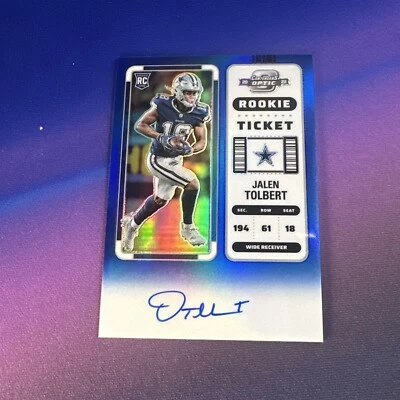 2022 Contenders Optic Jalen Tolbert Blue Prizm Rookie Ticket Auto /75  (JD) - Image 1 of 4