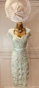 Jacques Vert UK 12 Apple Green Lace Overlay Short Sleeve Shift Dress Wedding - Picture 1 of 21
