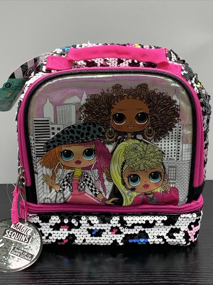 LOL Surprise Insulated Dual Lunch Tote Bag Magic Sequin OMG Stand out