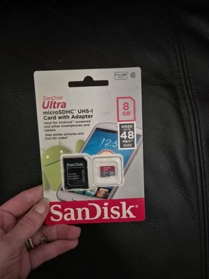 Sandisk 8gb Micro Sdhc Card With Adapter, New And Sealed - Image 1 of 2