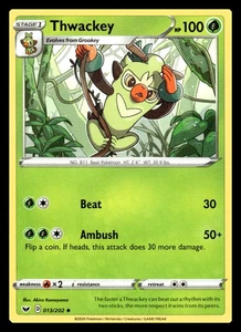 Thwackey (013) Uncommon 013/202 SWSH01: Sword & Shield Base Set Pokemon Card - Picture 1 of 2