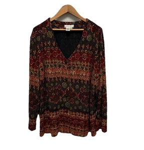 Vintage USA Coldwater Creek Plus Size 3X Buttoned Blouse Sweater Floral 90s Y2K - Bild 1 von 8