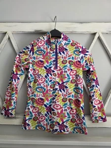 Spyder Girl's 1/4 Zip Floral Dry-fit Pullover Size 7-8 Colorful And Lightweight - Picture 1 of 6