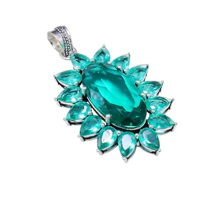 Paraiba Tourmaline Gemstone 925 Sterling Silver Jewelry Pendant Size-2.25" - Image 1 of 4