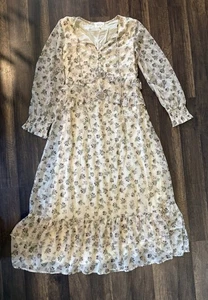 Bohme Dress Womens S Floral A-Line Ruffle Long Prairie Cottagecore Boho Peasant - Picture 1 of 7
