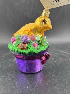 Vtg 1996 Radko Chick In Hat Basket Easter Egg Glass Ornament SPRING DERBY - Picture 1 of 13