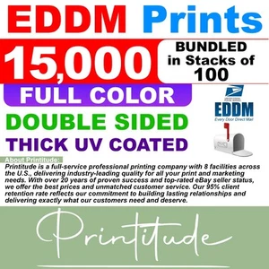 15.000 EDDM INDIVIDUELL BEDRUCKTE VERSANDTASCHEN 4,25X11 VOLLFARBIG 2 SEITEN 16PT mit Bündelung - Bild 1 von 1