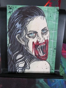 Jennifers Körper handgezeichnet 1/1 Auto Skizze Kunstkarte Studio Megan Fox Schwarzlicht - Bild 1 von 5