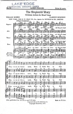 The Shepherds' Story Christmas Anthem William Morris & Clarence Dickinson  #30 - Image 1 of 2