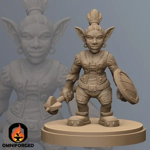 Goblin Femmina Sciamano Warcraft Figura in Miniatura Stampata in 3D - Foto 1 di 1