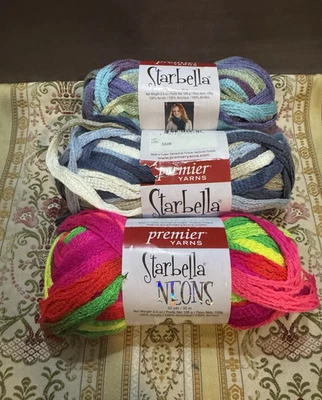 Premier Yarns Starbella Faded Jeans Wild Hydrangeas Neons Caribbean LOT of 3 - Image 1 of 4