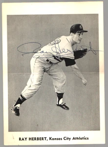 1958-65 Jay Publishing Foto RAY HERBERT-Kansas City Athletics - AUTOGRAFATA - Foto 1 di 2
