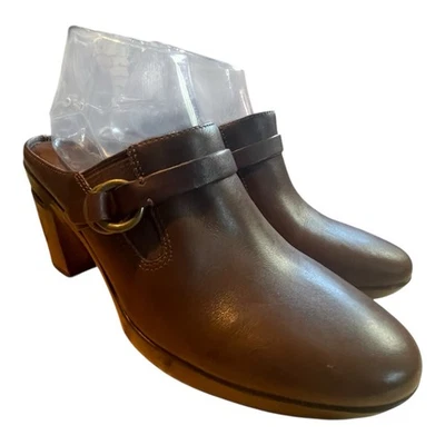 Zuecos de cuero marrón COLE HAAN para mujer talla 8,5 B deslizables mulas zapatos sin cordones cuña Foto 1 de 4