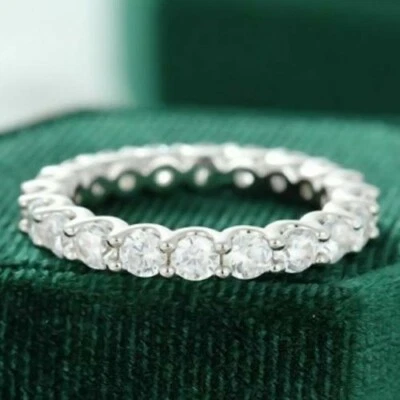 Fede nuziale eternità diamante tondo 1,80 ct creata in laboratorio in oro bia... - Immagine 1 di 4