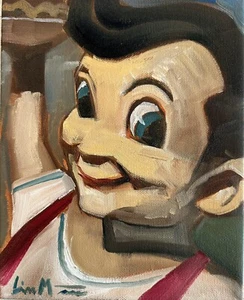 Original Ölgemälde Vintage Nostalgie Americana Bob’s Big Boy Leinwand 8x10 - Bild 1 von 3