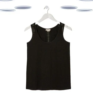 Ex Fat Face Women's Hallie Lace Sleeveless Vest in Black - Picture 1 of 3