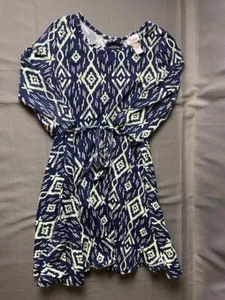 Justice Girls Dress Navy Blue with Mint Green Design Size 8 jl - Picture 1 of 2