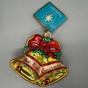 Christopher Radko Hand Blown Glass Sugar Bells Our First Christmas Ornament 2007 - Picture 1 of 7