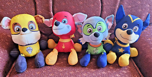 Paw Patrol 7" Super Pup Plush With Capes 4Pc Lot: Chase Rocky Marshall Rubble