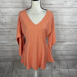 Marc Bouwer Unlimited Women's V-Neck Seamed Top Size Large Flare Angel Sleeve - Picture 1 of 11