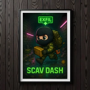 Poster SCAV DASH - Arte di estrazione del saccheggiatore carino per giocatori Tarkov - Foto 1 di 4