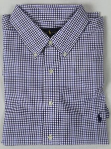 Ralph Lauren Blue Plaid Classic Fit Dress Shirt Short Sleeve Navy Blue Pony NWT - Picture 1 of 1