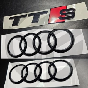 Audi TTS MK3 2014-2023 TTS Glanz Schwarz Plaketten Motorhaube/Kofferraum (gebogen OEM) - Bild 1 von 1