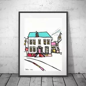 TROMSO - ❤ A2 FRAMED ORIGINAL OIL PASTEL PAINTING Tromsø Norway northern lights - Picture 1 of 9