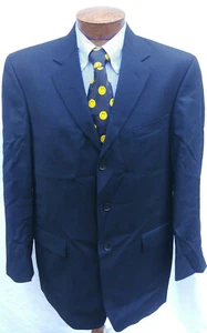 42R Mens Alfani Macy's Coat Jacket Blazer 3 Btn Wool Black Micro Striped - Picture 1 of 10