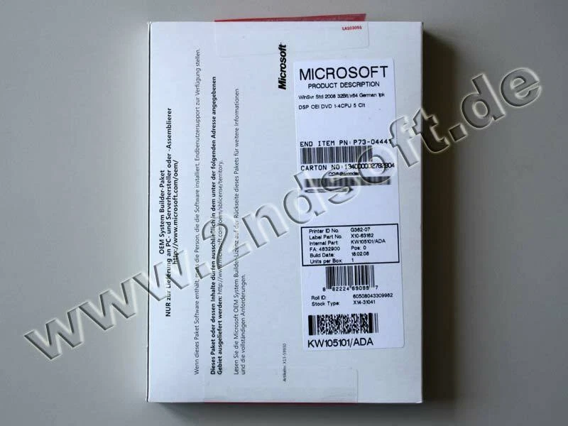 Windows 2008 Server Standard für 5 Arbeitsplätze SB-Vollversion, deutsch - Bild 1 von 1