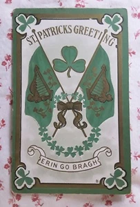 Vintage c1910 "St. Patricks Greetings ~ Erin Go Bragh" Gold geprägte Postkarte - Bild 1 von 3